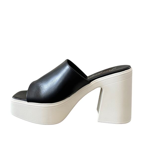 FREE PEOPLE Zoe Platform Slide Sandals Slip On Leather Black Size 39.5 / US 9.5 - Picture 1 of 12